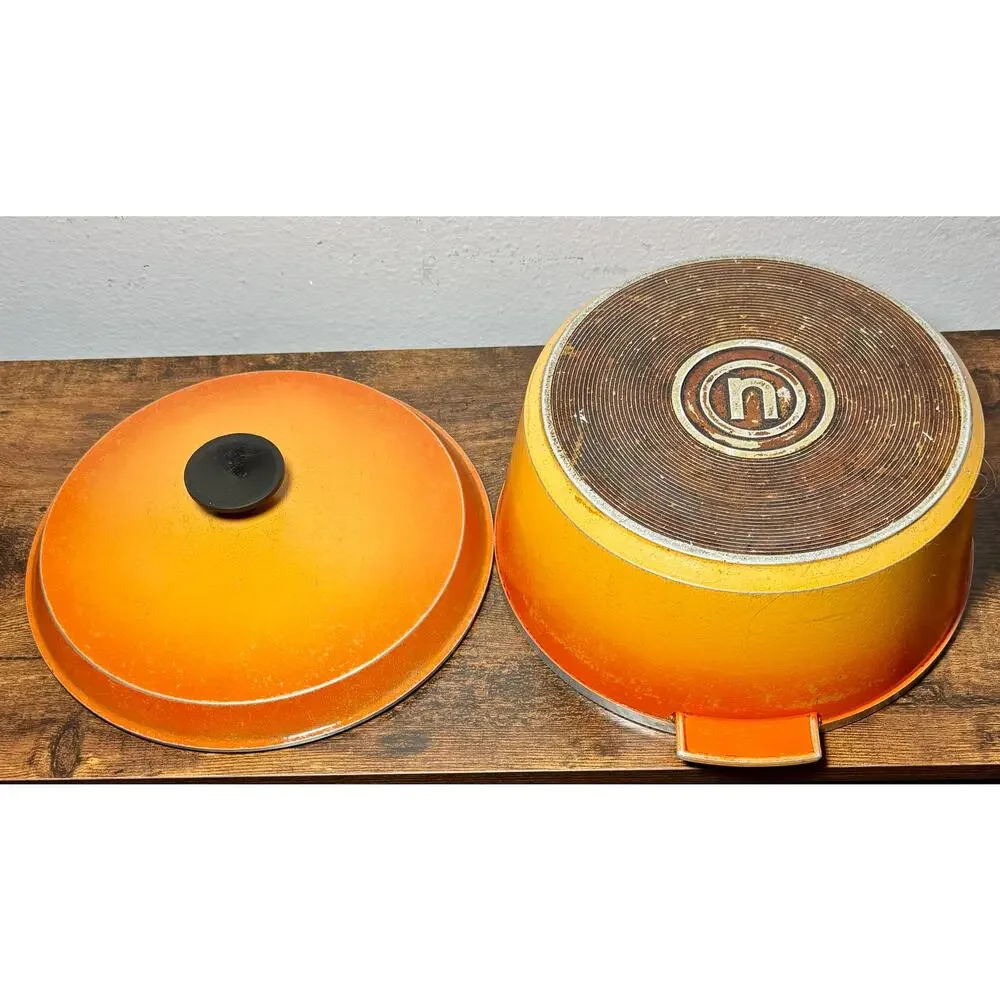 Vintage 1970s Flame Orange Aluminum Namco Australia Dutch Oven 4Qt with Lid